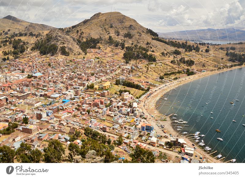 Copacabana Clouds Mountain Lakeside Titicaca lake Bolivia South America Town Downtown Populated House (Residential Structure) Harbour Tourist Attraction