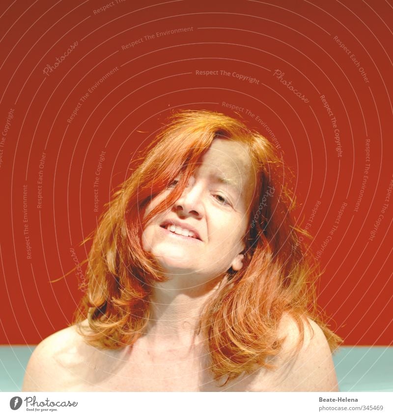 Enjoy holistically: Red-haired naked woman in front of a colored background Feasts & Celebrations Feminine Woman Adults Life Head Hair and hairstyles Face