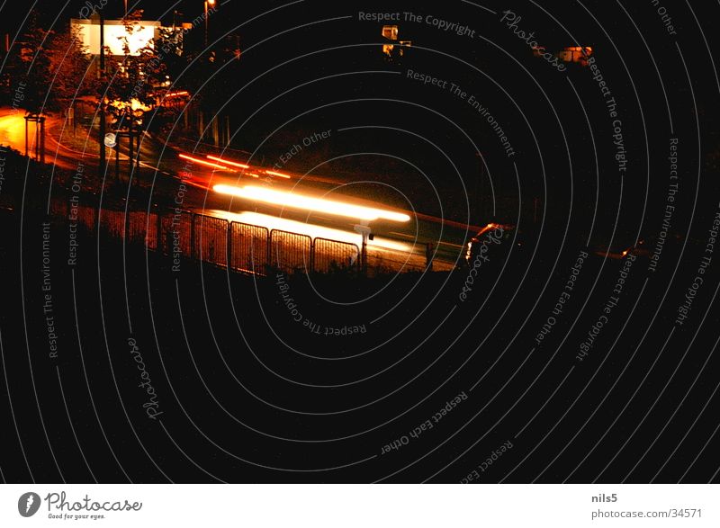 light strip Long exposure Stripe Light Moody Red Yellow Town Traffic lane Car Idyll Facial expression Street Blur Lanes & trails