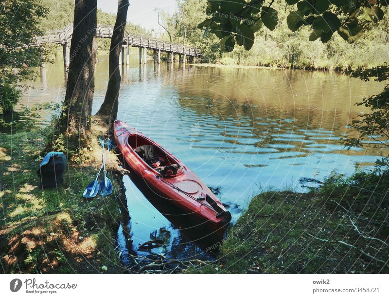 take a break Channel Mecklenburg-Western Pomerania Mecklenburg Lake District Water bank Flow Surface of water silent Peaceful Break windless Beautiful weather