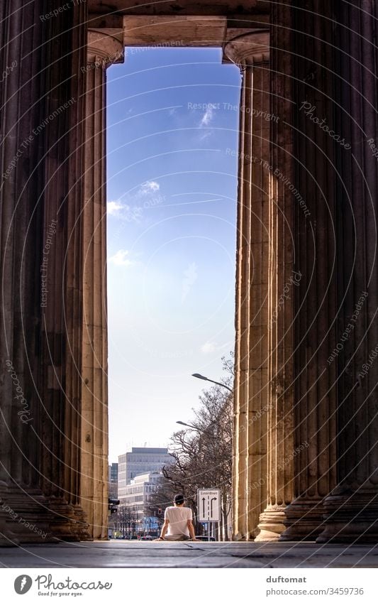 Relaxed into the evening relaxation Closing time Sunlight Königsplatz Freedom pigeonhole columns Relaxation Exterior shot Vacation & Travel Tourism