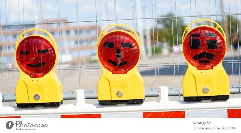 Triad | the three lights from the construction site topic day Construction site Construction site lamps Construction site lights Warning lights Caution peril