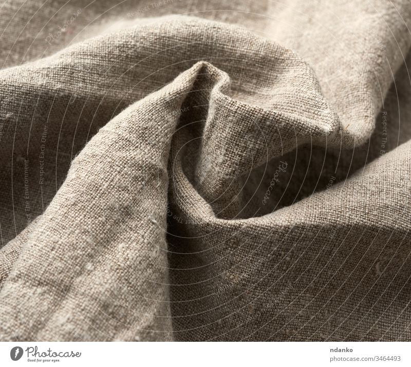 twisted very old  gray linen fabric, full frame, rough antique canvas abstract backdrop background blank clean closeup cloth clothing color cotton decoration