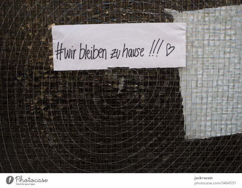 #we are staying at home!!! 🤍 Low-key Piece of paper hash day Exclamation mark Handwriting Heart (symbol) Stuck on Epidemic pandemic covid-19 corona Quarantine