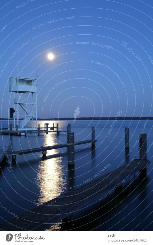 Long time exposure at the lake Dawn Morning Evening Twilight Clouds Water Blue Long exposure Friedrichshagen Exterior shot Berlin Nature köpenick Lakeside