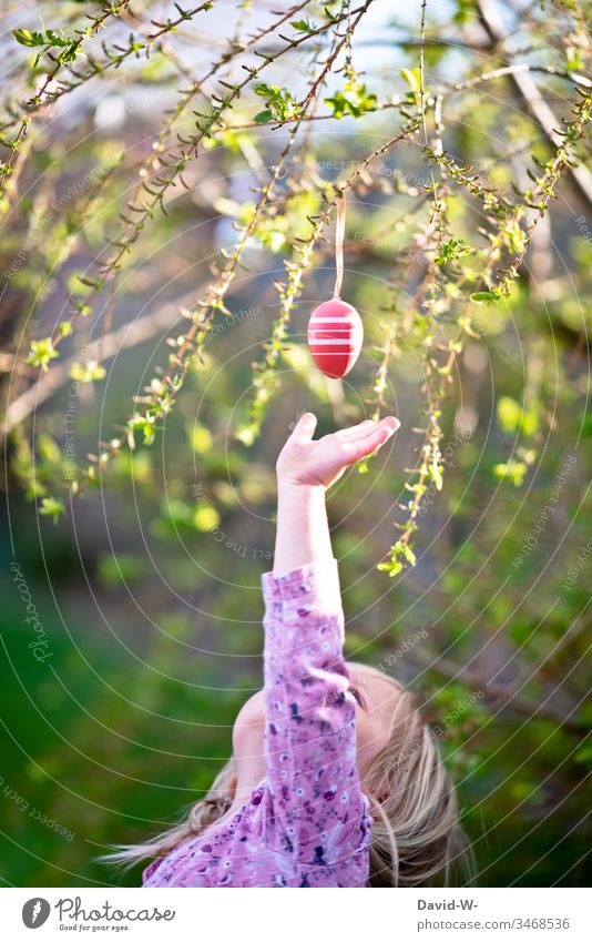 Easter time - child reaches for an easter egg Child Anticipation Decoration Easter egg Infancy Joy search Find Egg