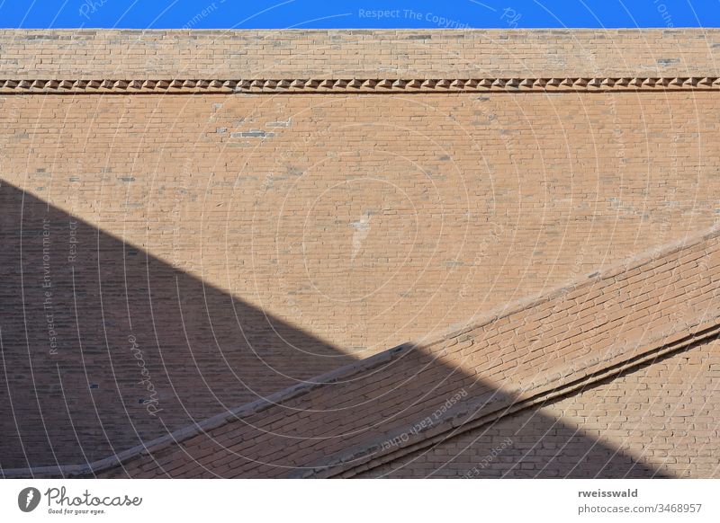 Rampart line shadow silhouetted on the wall-Jiayu Guan Pass fortress-Jiayuguan-Gansu-China-0760 light and shadow game of shade shadowgraphy shadows cast