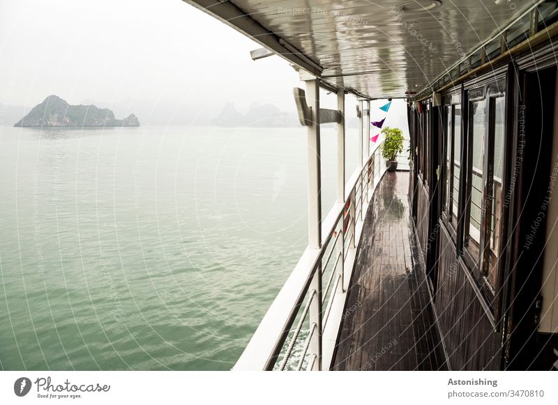 Boat trip in the Ha Long Bay, Vietnam distance wide Waves pile Halong Ha-Long Rock Stone Vacation & Travel Exterior shot Asia Halong bay Nature Ocean Landscape