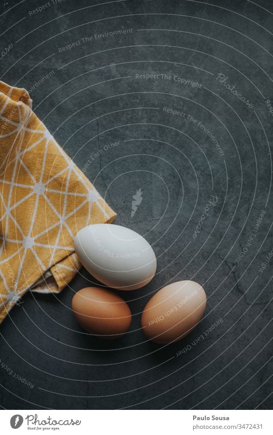 Eggs in a table Eggshell eggs Food Copy Space top Copy Space bottom Colour photo Nutrition Eggs cardboard Neutral Background Day Easter egg Organic produce