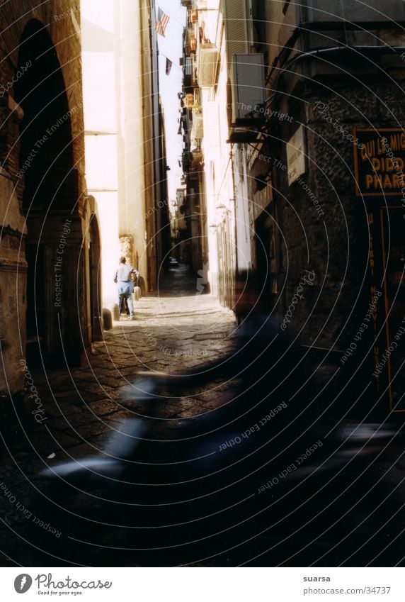 Naples, dark alleys Europe Italy House (Residential Structure) Building Dark Motorcycle Moody Light Bright Human being Living or residing Shadow Life