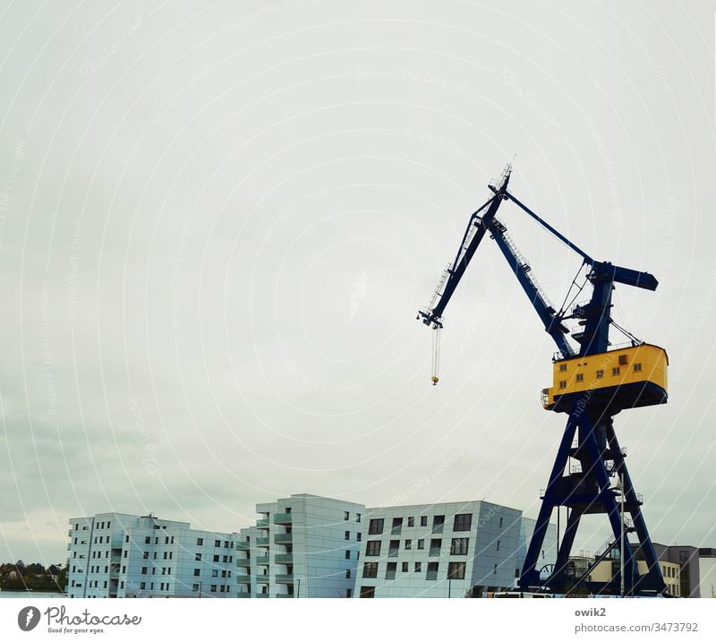 Rostock, shipyard site Crane houses Architecture Modern obliquely Silhouette great Tall Sharp-edged Window Facade urban Neptune Shipyard residential area New