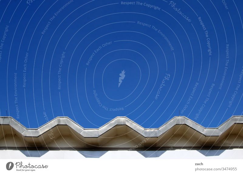 symmetry | architectural wave movement Architecture Waves Sky Blue Concrete House (Residential Structure) built Town Manmade structures Roof