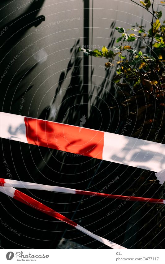 barrier tape cordon Wall (building) Barrier Protection Safety Exterior shot Deserted Colour photo Construction site Structures and shapes Bans Copy Space top