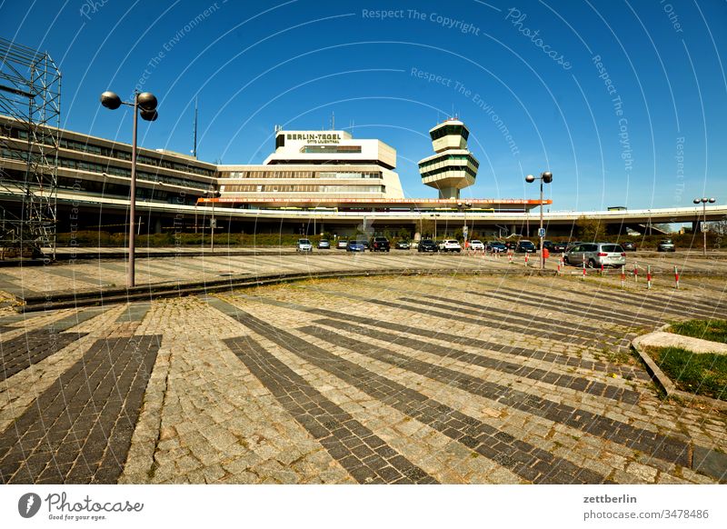 Empty parking lot Tegel Airport Parking lot dispatch terminal building berlin-tegel corona COVID covid19 Airfield Deserted Otto Lilienthal Street Road traffic