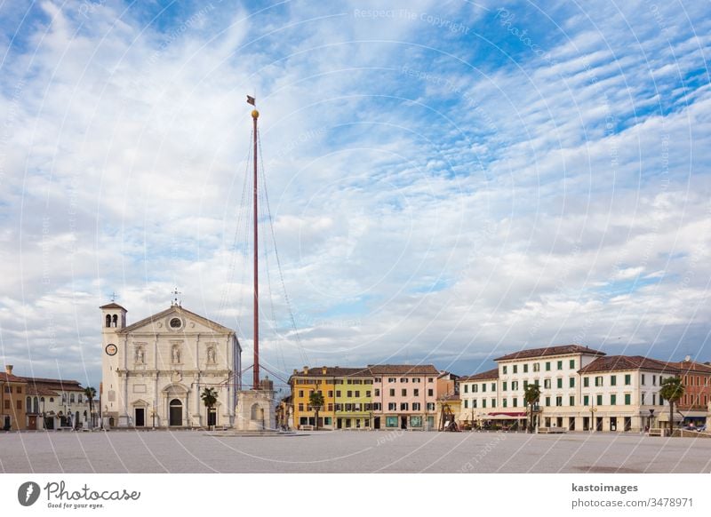 Main square of Palmanova, Italy. palmanova church medieval market background monument plaza udine white travel religion italian venecia culture history blue