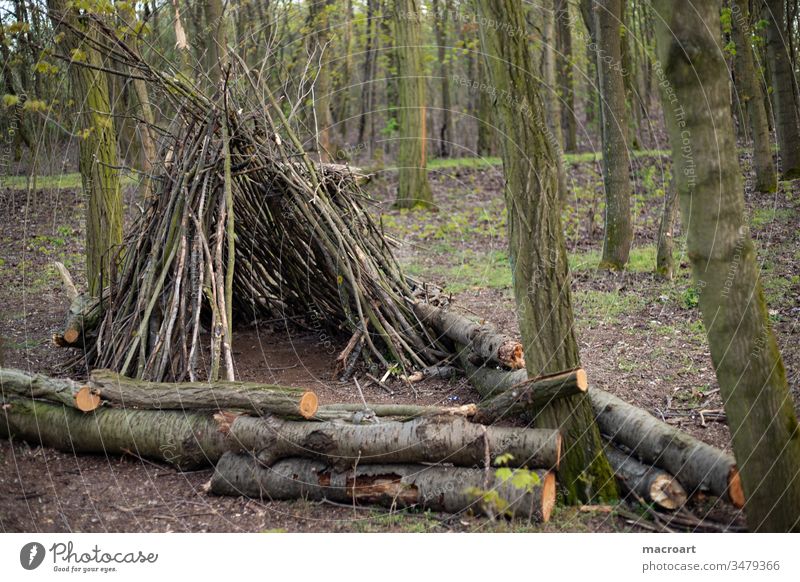 build a hut booth Build build a stall Nature Playground out outdoor nature boys titpi Tent branches pile children's playground Forest Forest kindergarten