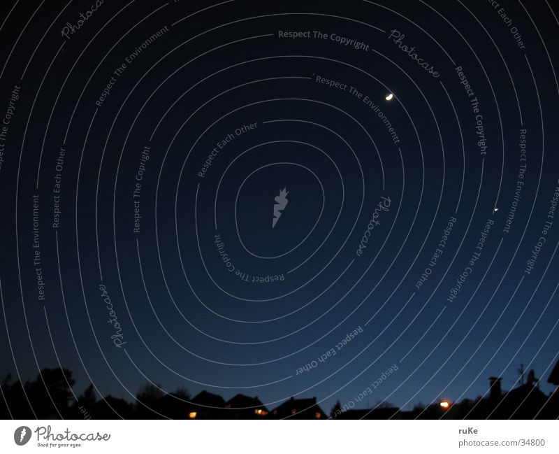 moonrise Night Night sky House (Residential Structure) Sky Evening Moon Blue Starry sky Stars