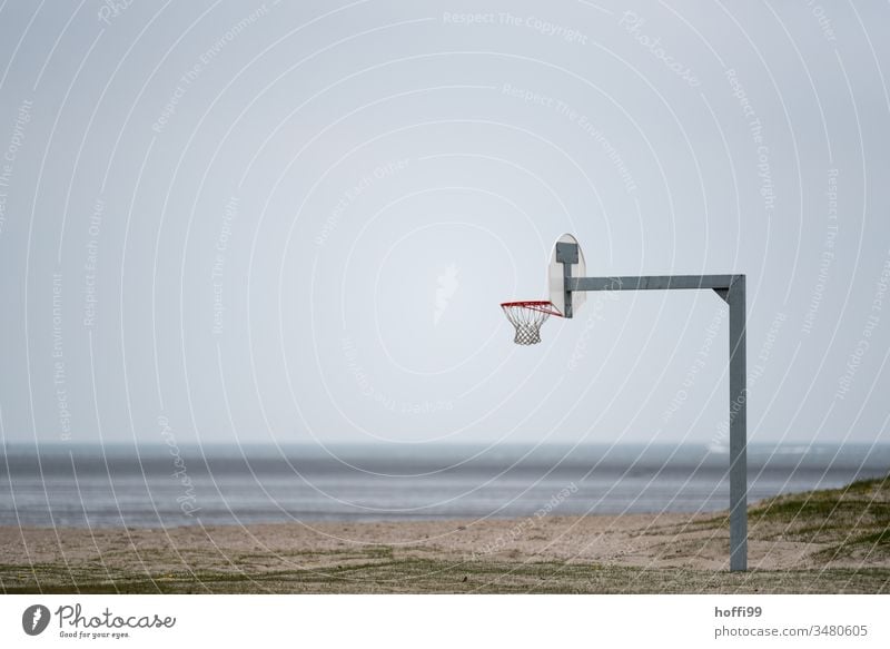 Basketball on the beach basketball ring basketball net basketball court Basketball arena Basketball basket Beach Wangerland North Sea coast tranquillity