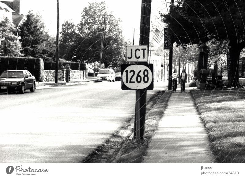 1268 Sign Street Car Shadow Contrast Black and White