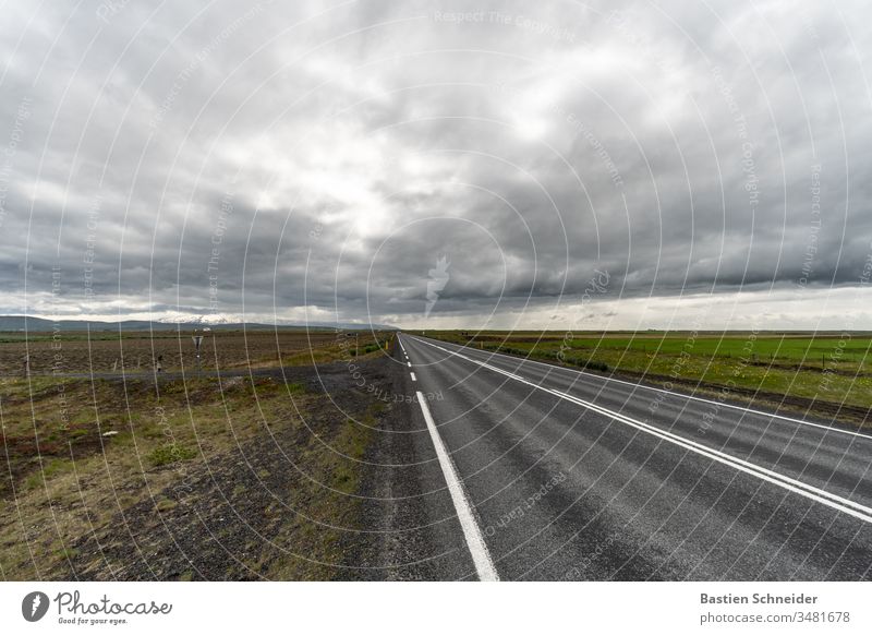 On the road in Iceland Vacation & Travel Tourism Far-off places Winter street mountain volcanoes windy snow-covered landscape mountains Exterior shot