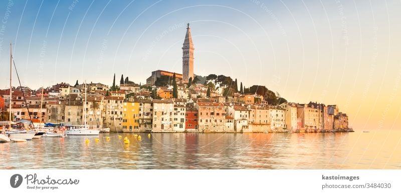 Coastal town of Rovinj, Istria, Croatia. rovinj croatia adriatic adriatic sea ancient architecture destination attraction beautiful blue building calm church