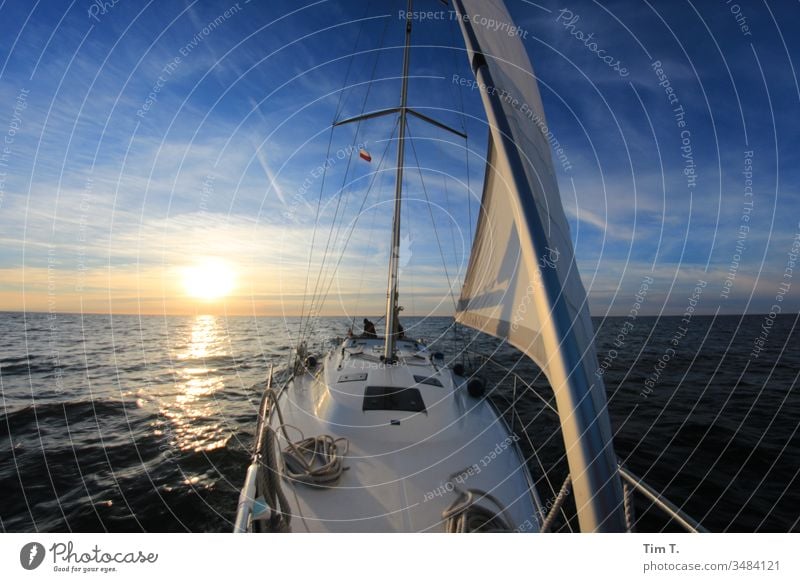 sail Sailing Baltic Sea Sailing ship Bavaria sunset Sunset Ocean Water Waves waves sea seaside Lake water Yacht yacht holidays Sky Europe