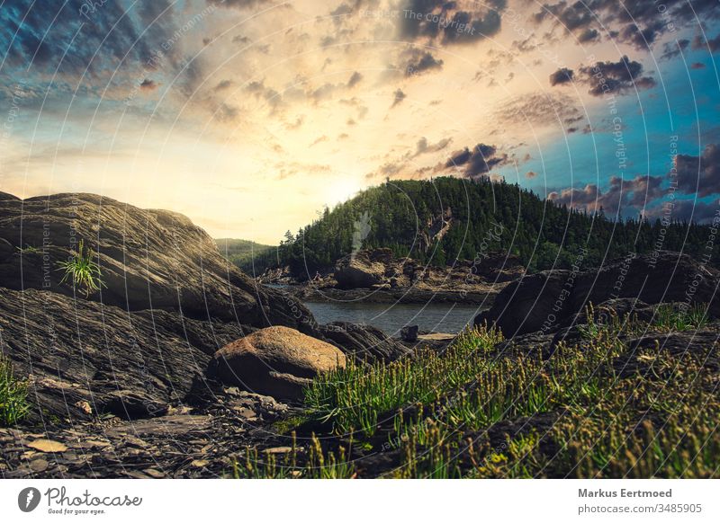 Parc du Bic Canada Sunrise Nature North America Québec Sunset Colour photo Rock formation Landscape Vacation & Travel Summer Water Tourism Park Mountain Coast