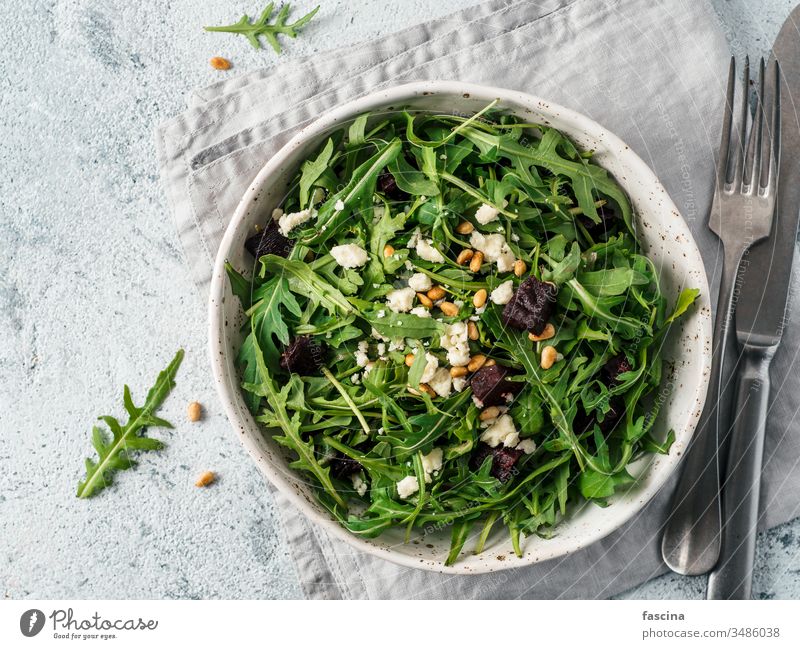 Aragula, beet and cheese salad aragula beetroot breakfast cooked cuisine delicious diet eating feta food goat green healthy herb homemade meal organic raw