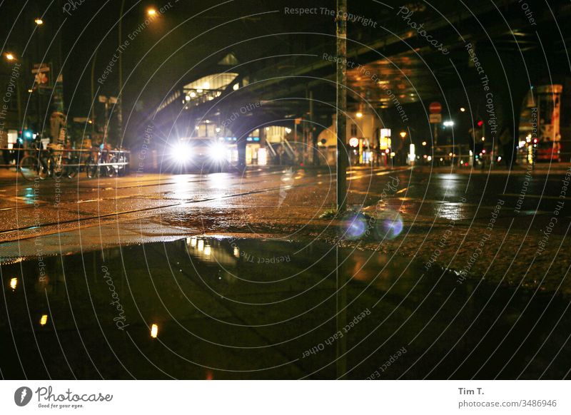 Schönhauser corner Berlin Night Schönhauser Allee Train station Prenzlauer Berg Exterior shot Town Capital city Old town Downtown Deserted Colour photo