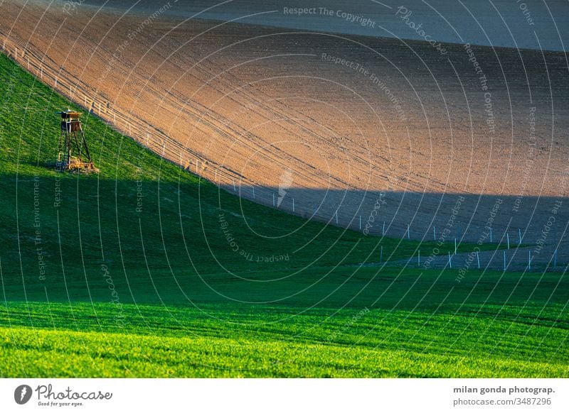 Rural landscape of Turiec region in northern Slovakia. countryside rural fields spring agriculture nature hunting lookout