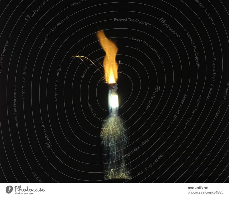 Burning bottle Sparkler Long exposure Bottle long-disc imaging Blaze Glass Smoke