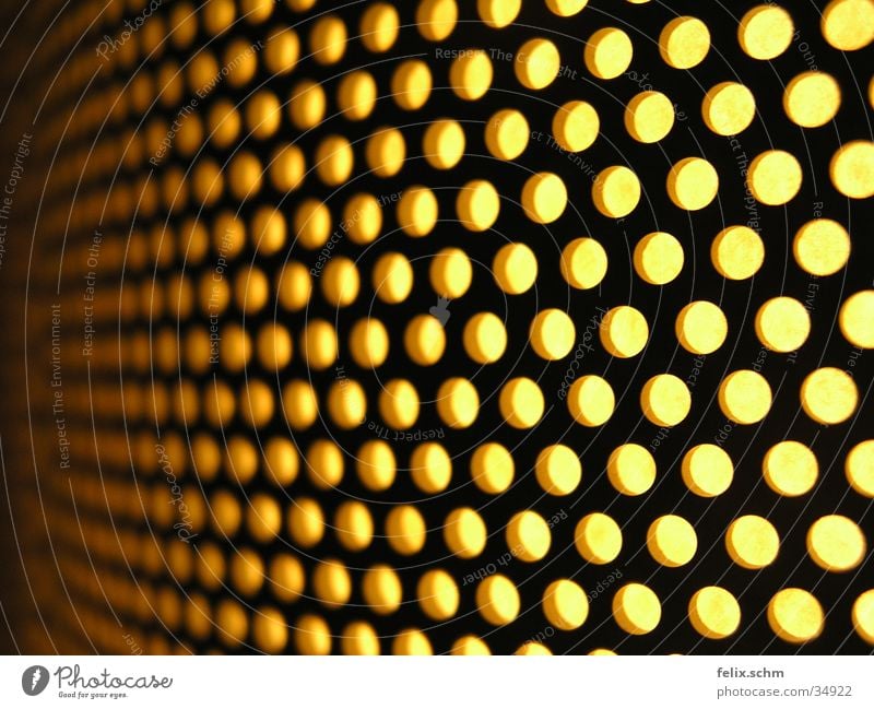 blowtorch Lamp Metal Yellow Perspective Grid Grating Hollow Depth of field Lampshade Glow Radiation Perforation Undulating Things Close-up