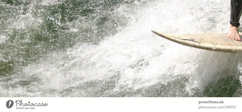 Detailed view: foot on surfboard. Photographer: Alexander Hauk Surfer Waves White crest Surfboard Sports Water wellenreiter