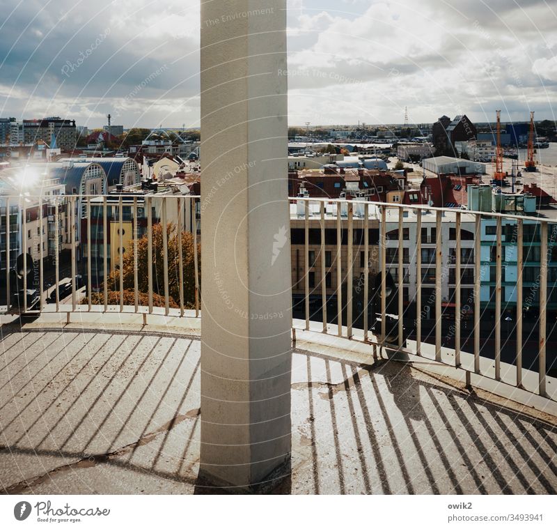 Is anyone there? Town Panoramic view outlook Overview wide urban houses roofs Window Illuminate Sunlight Brilliant Reflection Light (Natural Phenomenon)