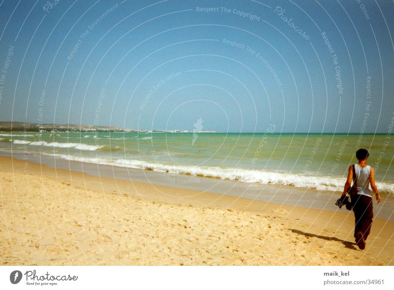 Beach in Tunisia Woman Horizon Nature Landscape Water