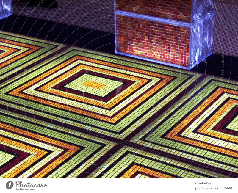 something different Mosaic Light Lighting Square Multicoloured Green Red Grid Glass Noble Floor covering barun Orange Contrast joint cross Back