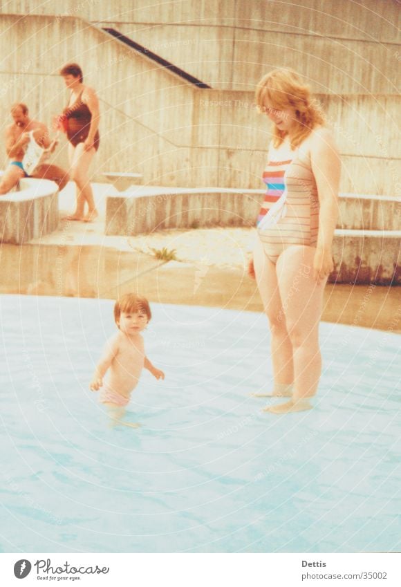 Mother with child Feminine Child Woman Summer Bathroom Playing Group Human being Sun Joy Water Swimming & Bathing