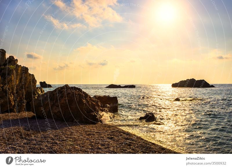 Beautiful sunset over the sea sky summer dusk reflection nature seascape view dawn beautiful ocean sunrise landscape orange dark wave outdoor colorful sundown