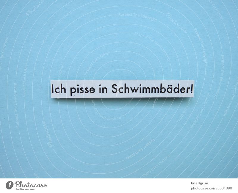 I piss in swimming pools Swimming pool Urinate Disgust Reckless Bans Public Shame Commitment Dirty contaminated Bacterium Letters (alphabet) Word leap