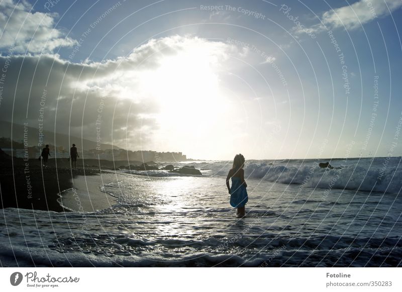 Bad luck for the cow, Elsa. Human being Feminine Child Girl Infancy Environment Landscape Sky Clouds Sun Sunlight Summer Waves Coast Beach Ocean Wet Natural