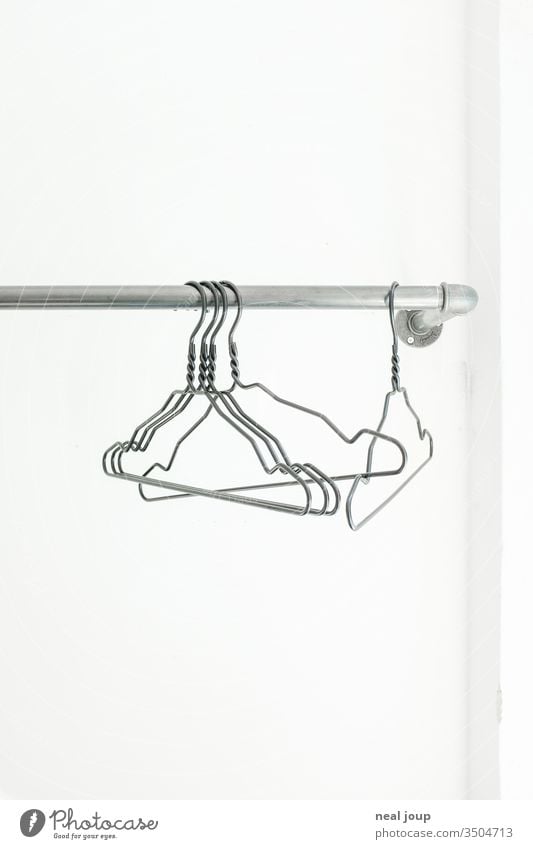 Coat rack, simple coat hangers Bright White Interior shot wardrobe garments unadulterated Minimalistic Simple Wait makeshift Metal Hanger Culture Tailor