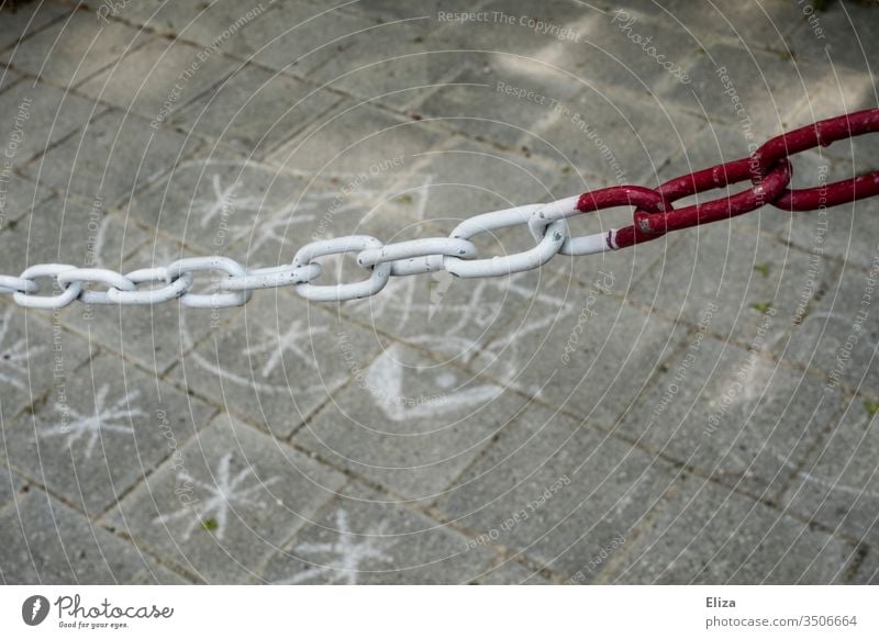 A chalk drawing of children behind a barrier Infancy cordon problems forbidden Drawing Chalk Painting (action, artwork) Heart Complex Trauma Creativity out