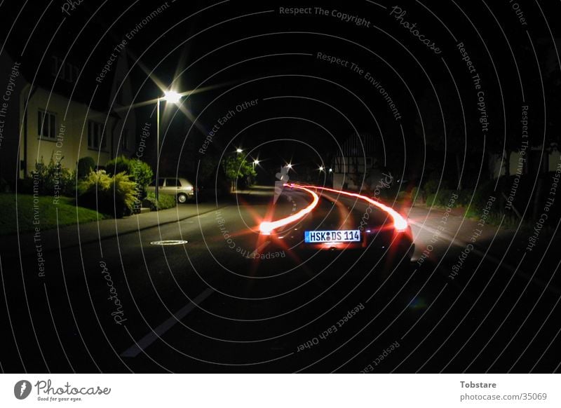 Car at night Night Long exposure Light Photographic technology Street