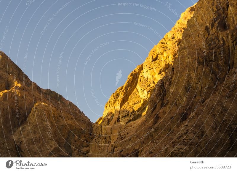 high mountains against the blue sky in Egypt Dahab South Sinai background bright color contrast day exotic height high rocks landscape mountain landscape