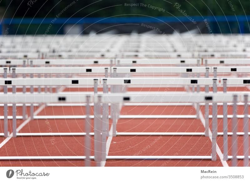 Hurdles hurdles Hurdle run Steeplechase obstacle Track and Field race Foot race Summer course Sports competitive sports out Stadium arene Racecourse nobody