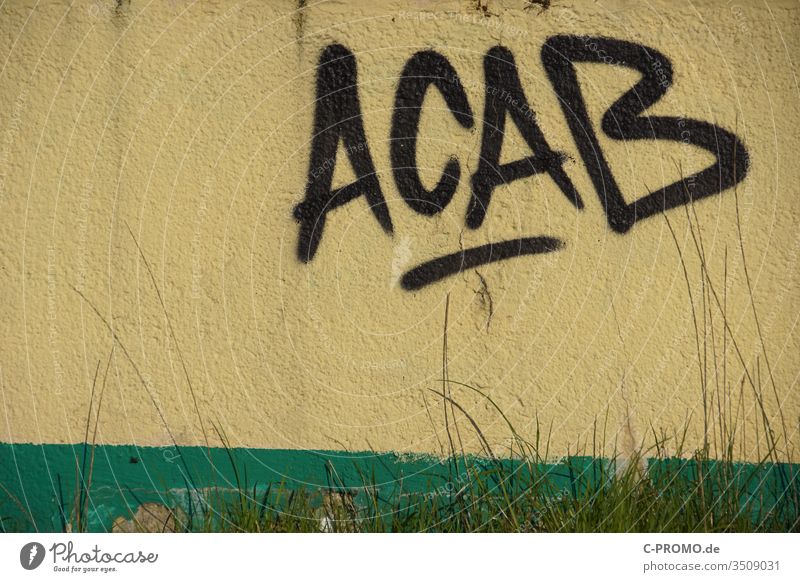 lettering ACAB as graffiti on the wall All cops are bastards A.C.A.B. Graffiti Police Force Wall (building) antifa acab