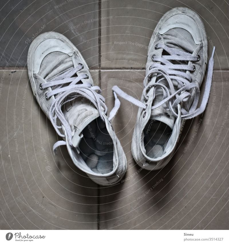 These Boots Are Made For Walking sneakers Footwear Kickers worn-out Trite Retro Patina shoelaces Athletic urban teen Interior shot Deserted Colour photo