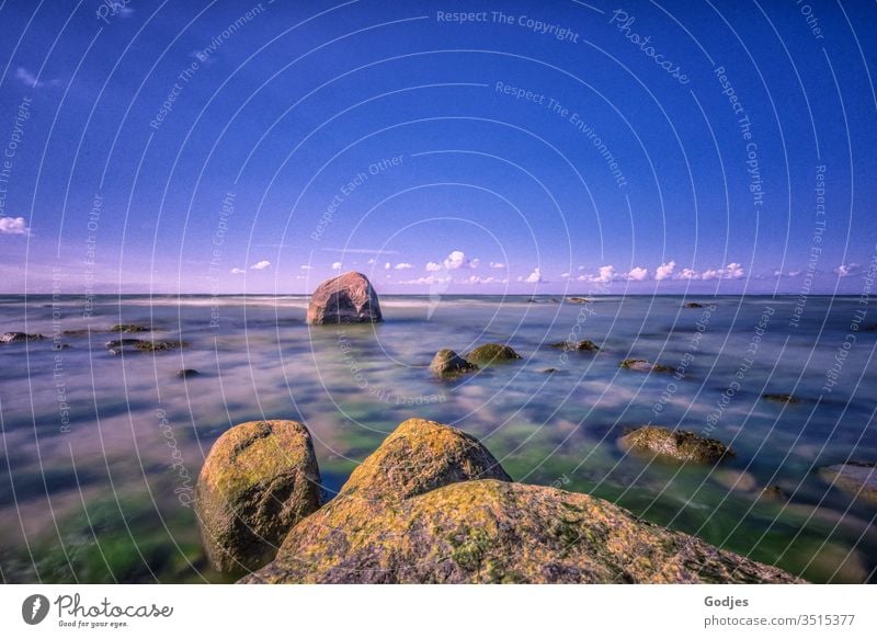 Rocks in the water, Baltic Sea, clouds in the blue sky Stone Beach Water Ocean Sky Clouds Spring Summer Summer Feeling Nature Landscape vacation holidays