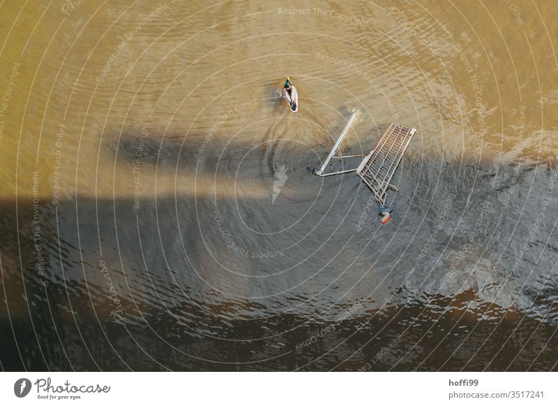 Shopping trolley in the water - the duck takes off Shopping Trolley Environment Environmental pollution Waste management waste throwaway society Throw away