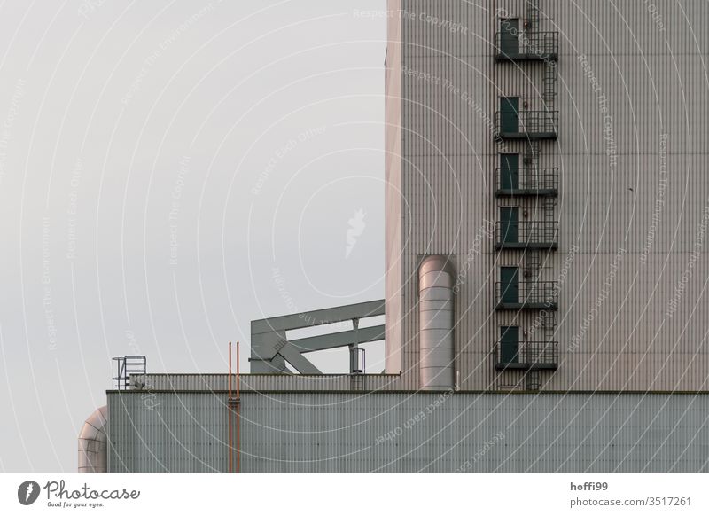 Soft sunlight on industrial facade Industry Scenery power station Energy industry Climate change Coal power station Exterior shot Chimney Industrial plant